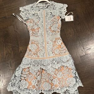 Self Portrait Flower Lace Mini Dress Mint
